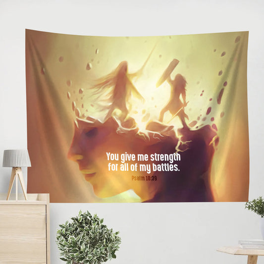 The Inner Battle Psalm 18 39 - Jesus Wall Tapestry - Tapestry Wall Hanging - Christian Tapestry