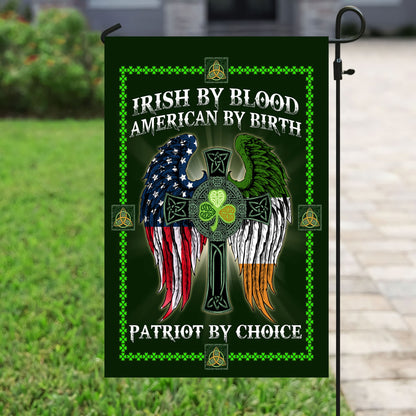 The Irish Celtic Cross Irish By Blood House Flag - St. Patrick's Day Garden Flag - Outdoor St Patrick's Day Decor