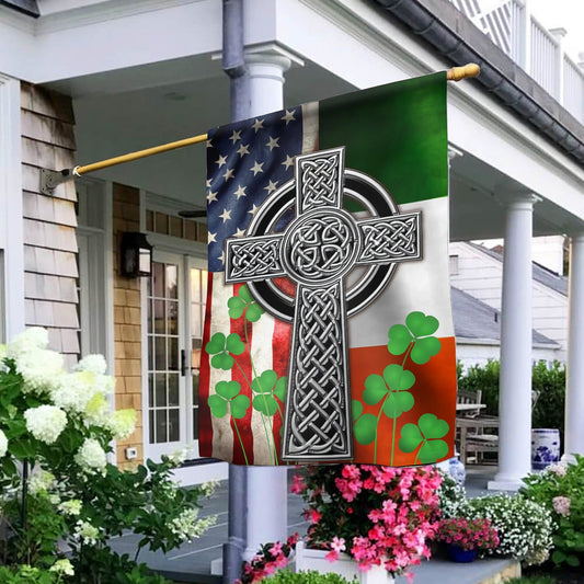 The Irish Celtic Cross St. Patrick's House Flag - St. Patrick's Day Garden Flag - Outdoor St Patrick's Day Decor