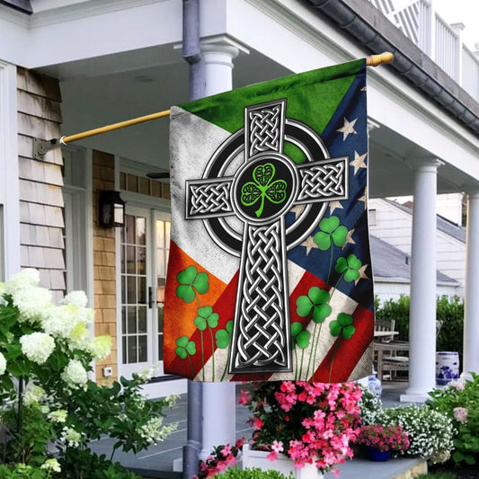 The Irish Celtic Cross St. Patricks House Flag - St. Patrick's Day Garden Flag - Outdoor St Patrick's Day Decor