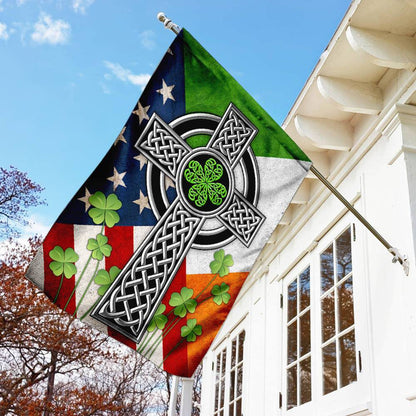 The Irish Celtic Cross St. Patricks House Flag - St. Patrick's Day Garden Flag - Outdoor St Patrick's Day Decor