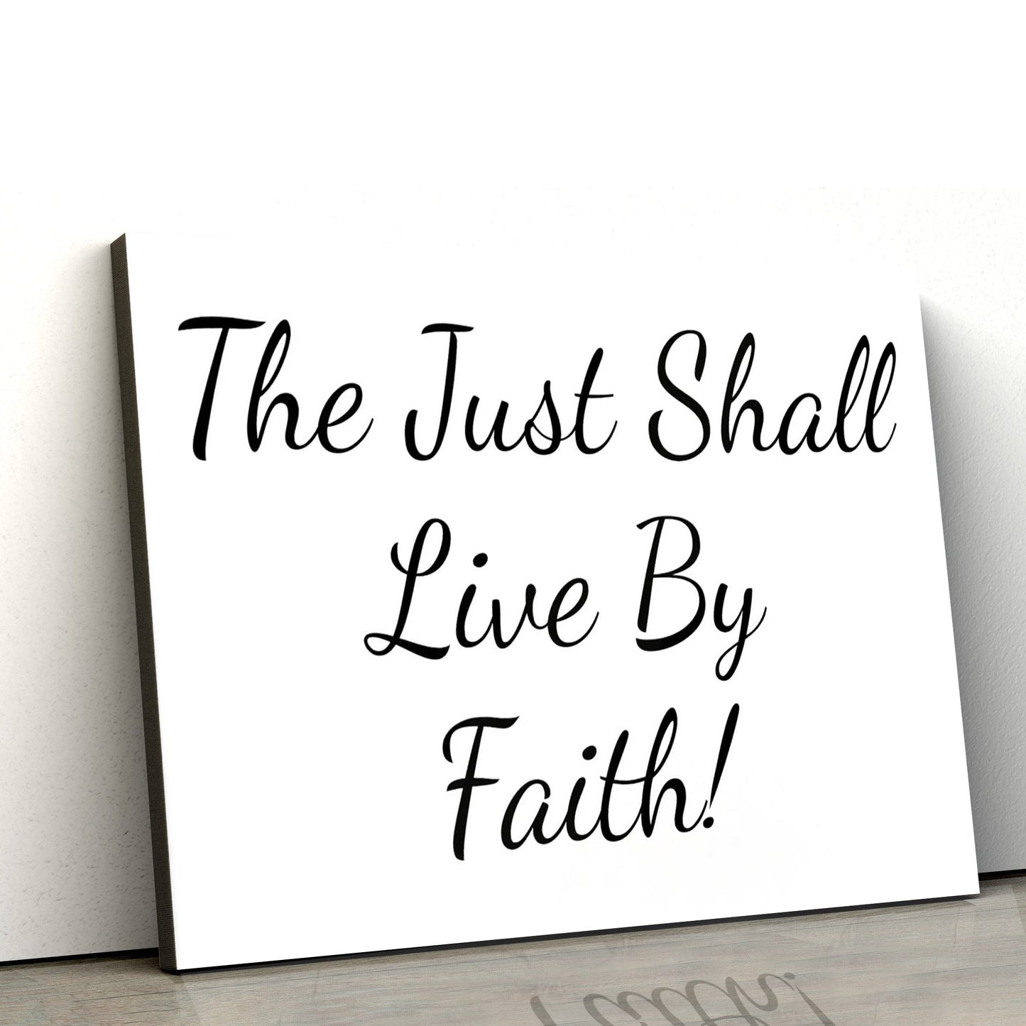 The Just Shall Live By Faith In With Wooden Frame - Canvas Picture - Jesus Canvas Pictures - Christian Wall Art