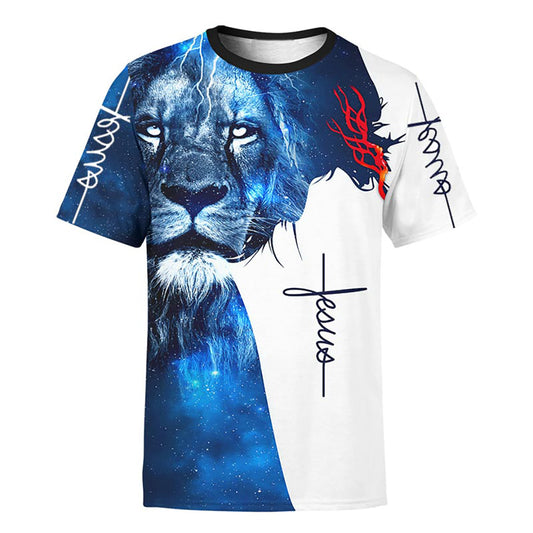 The King Jesus Lion Galaxy 3d Shirt - Christian 3D Shirt