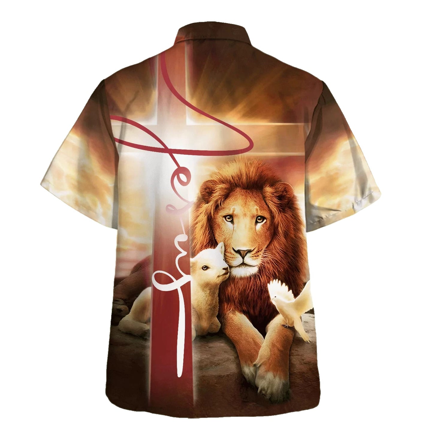 The King Lion Lamb And Dove Hawaiian Shirts For Men - Christian Hawaiian Shirt - Hawaiian Summer Shirts
