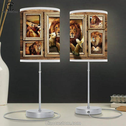 The King Lion Lamb Of God Dove Table Lamp Art - Lion Table Lamp Room Decor