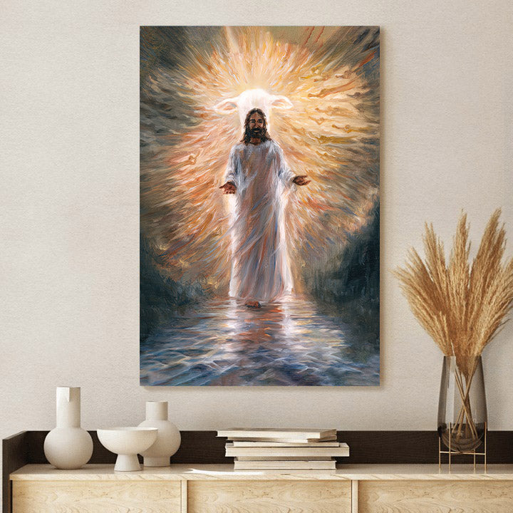The Lamb And Jesus On The Water Canvas Pictures - Jesus Canvas Painting - Christian Canvas Prints