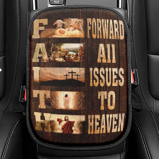 The Lamb Of God Faith Forward All Issues To Heaven Car Center Console Cover, Christian Armrest Seat Cover, Bible Seat Box Cover