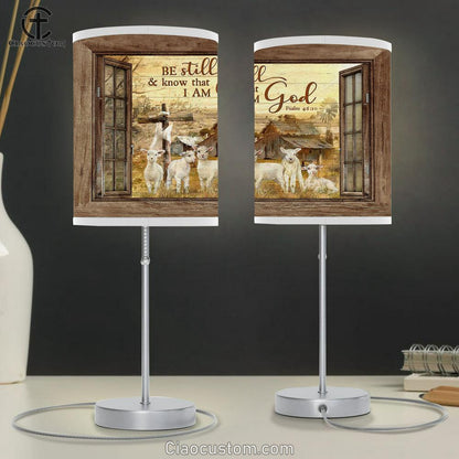 The Lambs Of God Old Barn Be Still & Know That I Am God Table Lamp Art - Bible Verse Lamp Art - Room Decor Christian