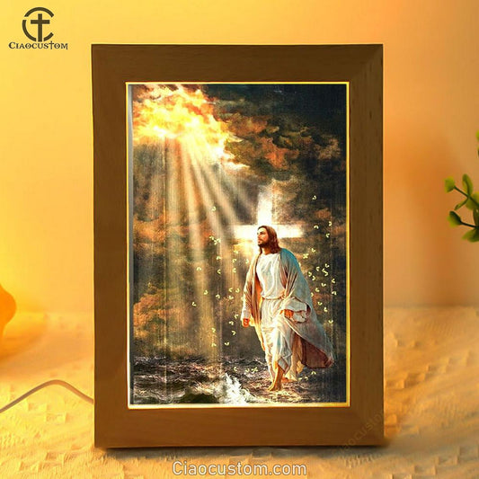 The Life Of Jesus, Halo Painting, Yellow Butterfly, Walking On Water Frame Lamp