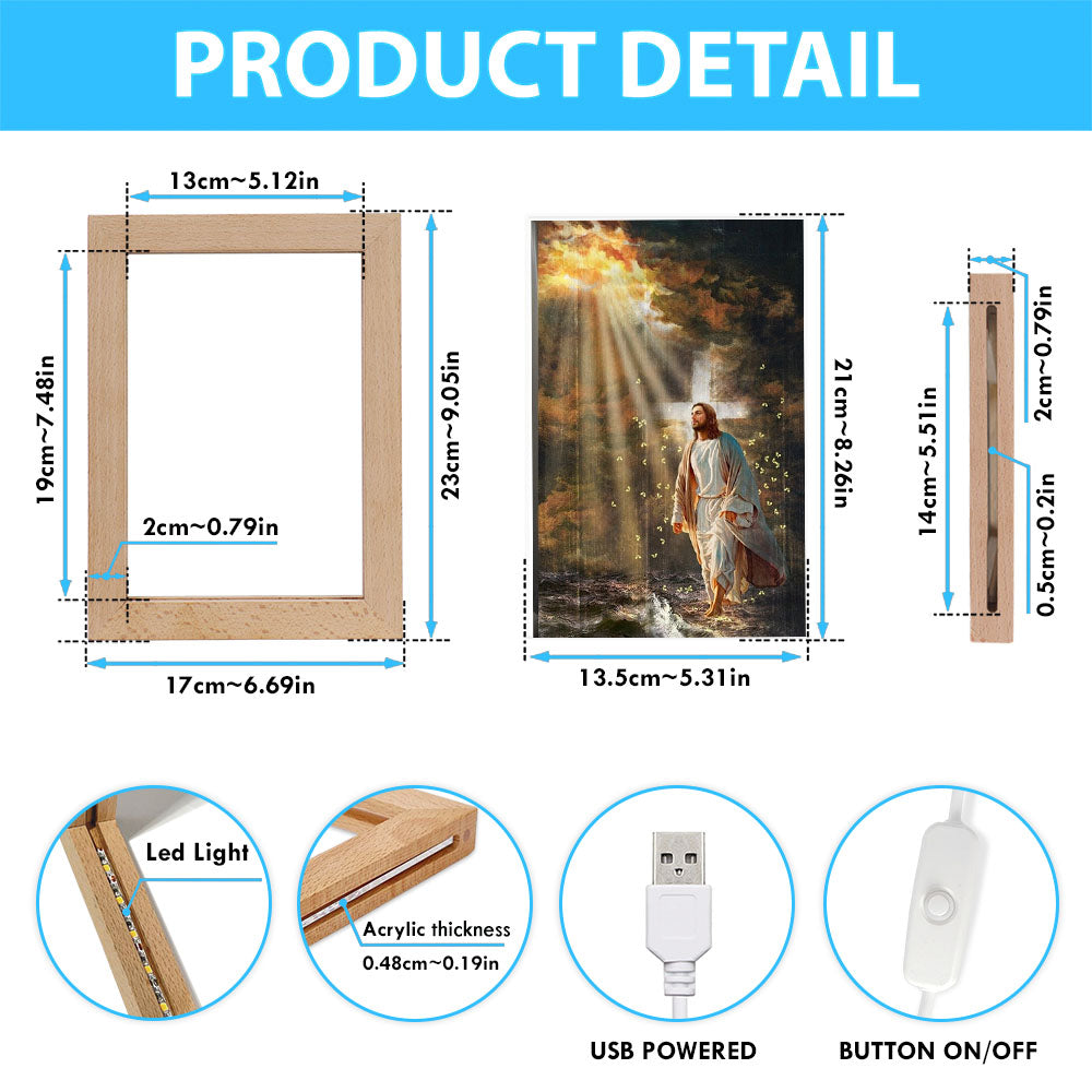 The Life Of Jesus, Halo Painting, Yellow Butterfly, Walking On Water Frame Lamp