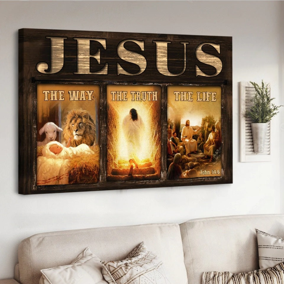The Life Of Jesus The Way The Truth The Life Canvas Wall Art - Jesus Canvas Pictures - Christian Wall Posters