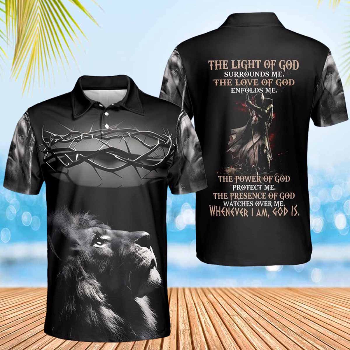 The Light Of God Surround Me Jesus Polo Shirts - Christian Shirt For Men And Women