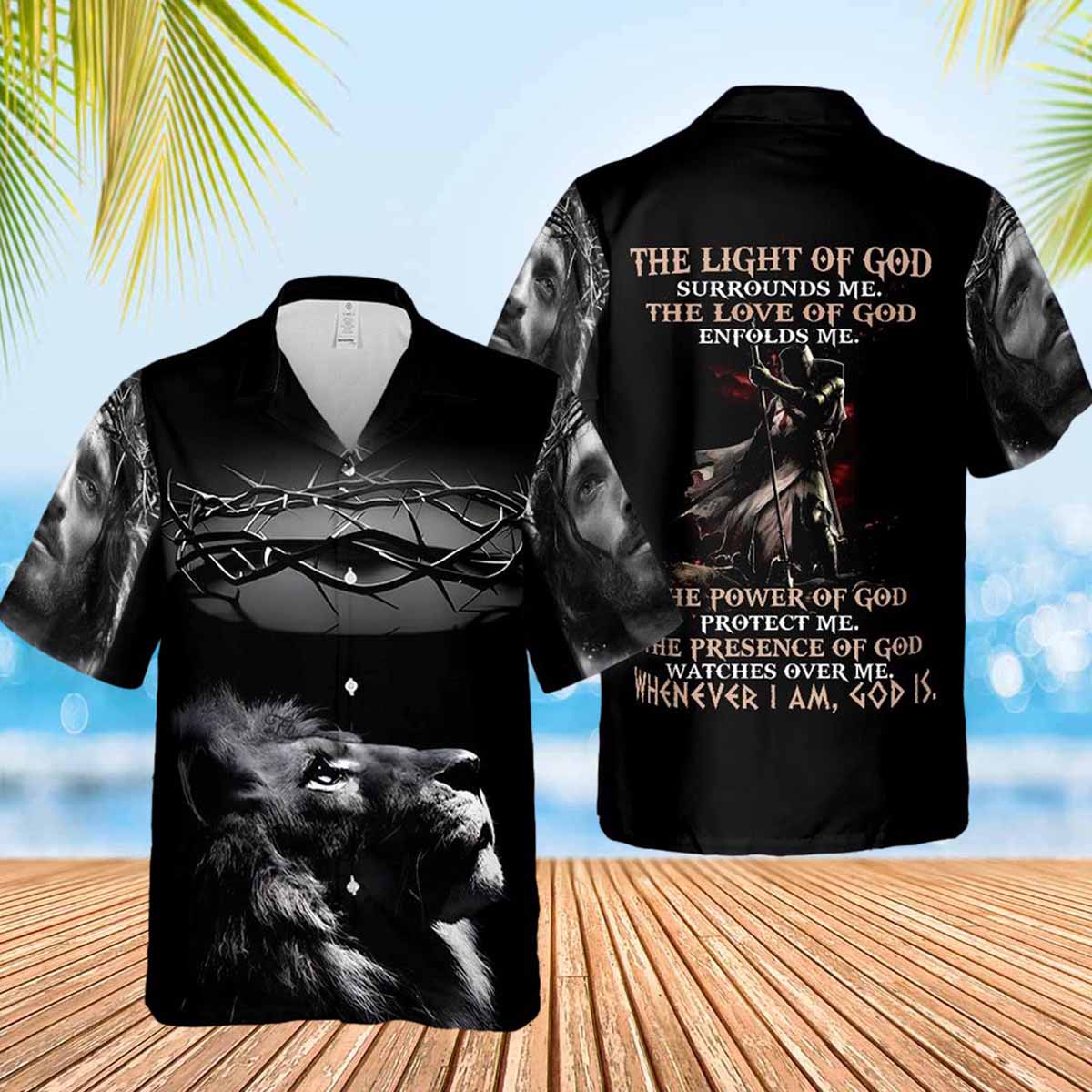The Light Of God Surround me Jesus Hawaiian Shirt - Christian Hawaiian Shirts For Women Men