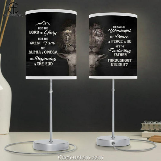The Lion And Lambs He Is The Lord Of Glory Table Lamp Art - Lion Table Lamp Room Decor