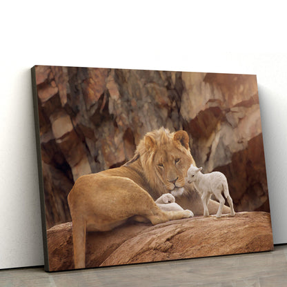 The Lion And The Lamb Canvas Wall Art - Christian Wall Decor