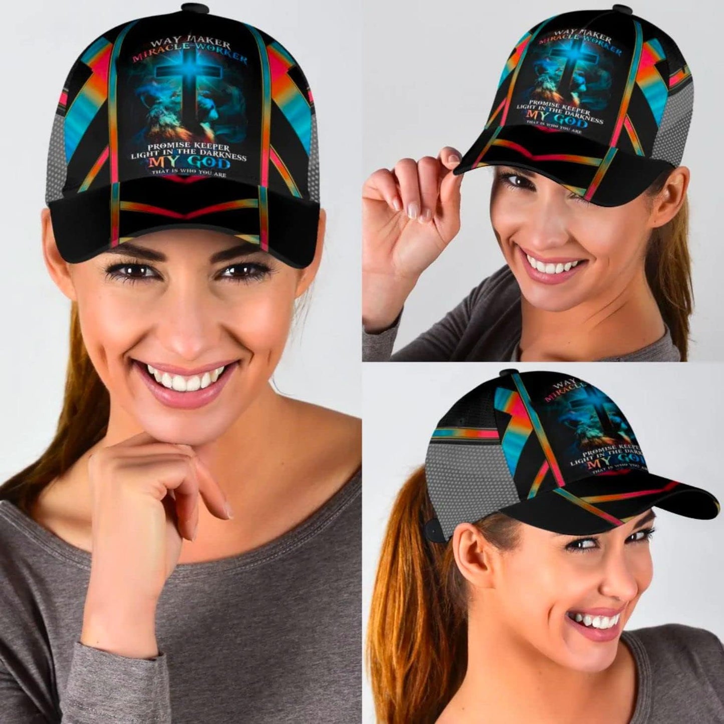 The Lion Cross Light Way Maker Miracle Worker Promise Keeper Classic Hat All Over Print - Christian Hats for Men and Women