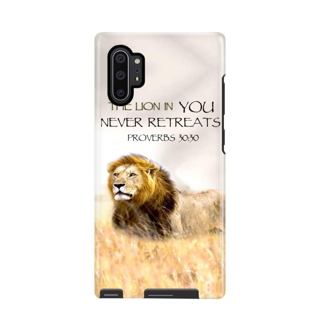The Lion In You Never Retreats Proverbs 3030 Bible Verse Phone Case - Scripture Phone Cases - Iphone Cases Christian