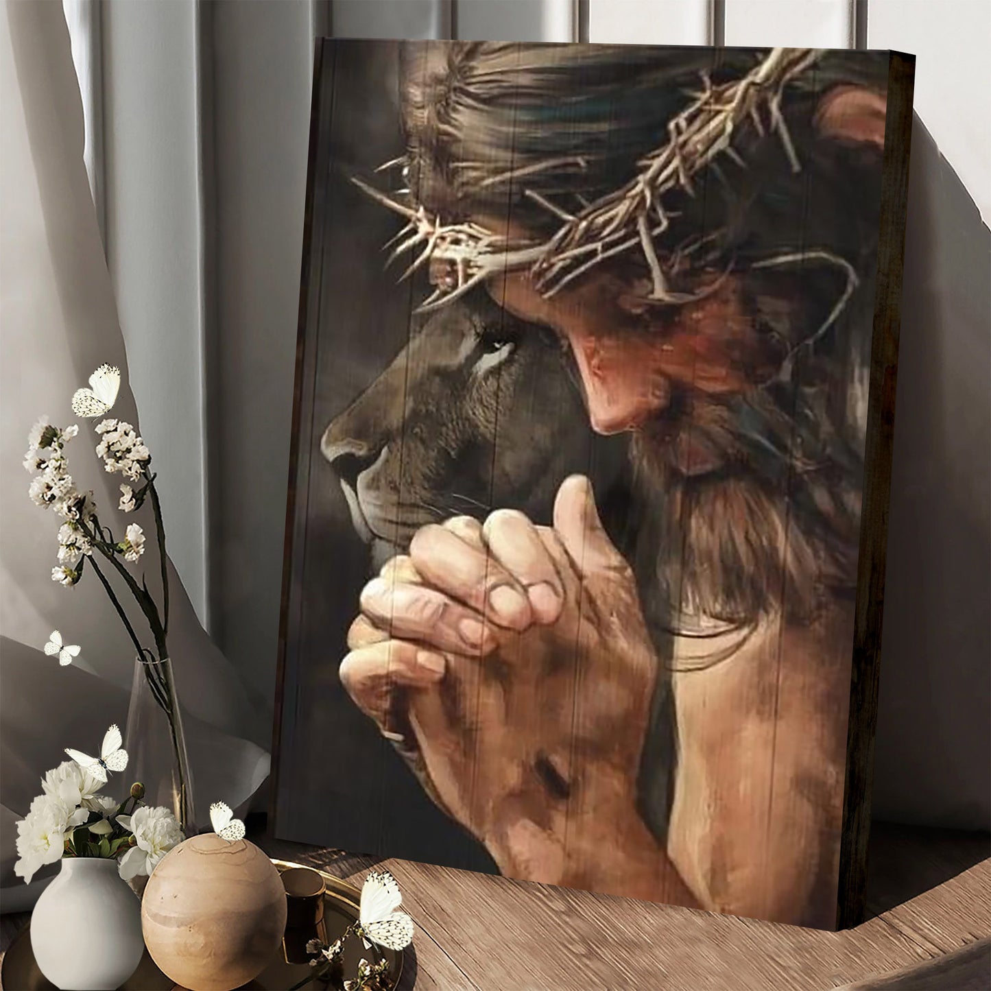 The Lion Jesus Prayer Canvas Prints - Jesus Christ Art - Christian Canvas Wall Decor