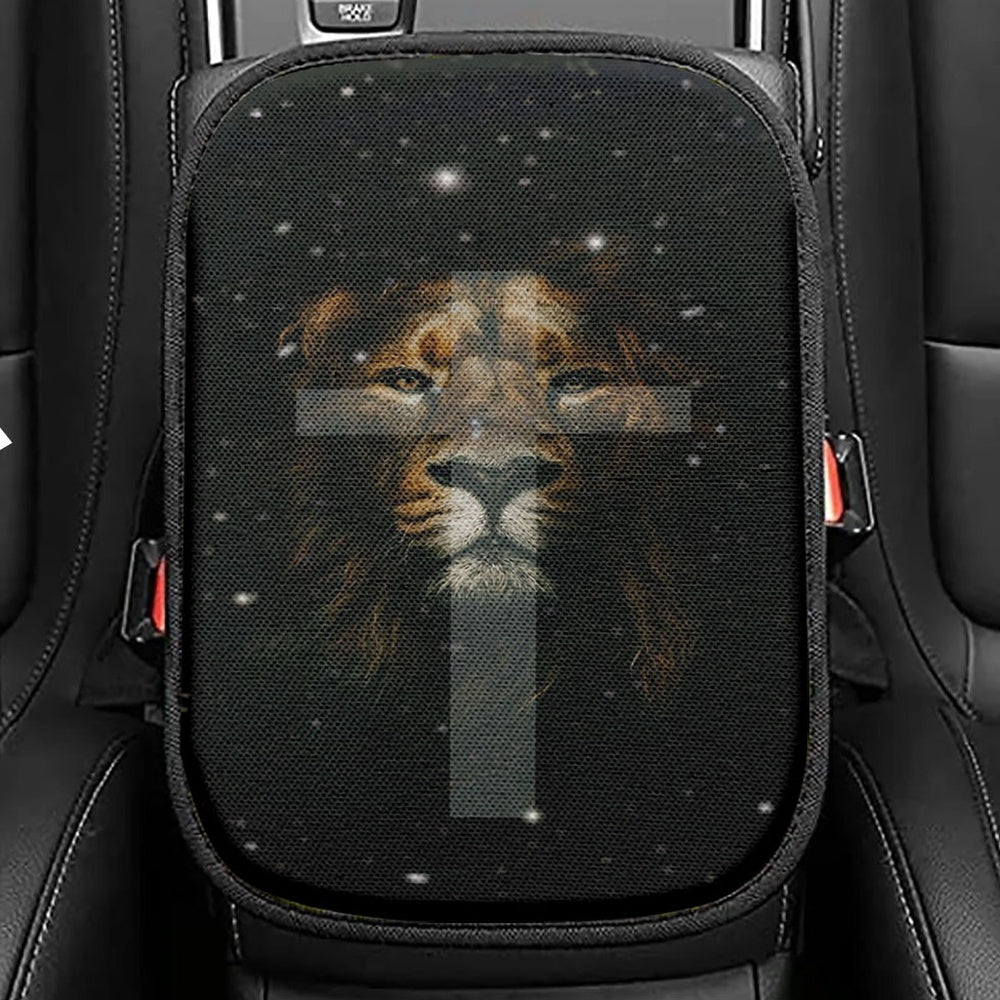 The Lion King Cross Seat Box Cover, Lion Car Center Console Cover, Christian Inspirational Car Interior Accessories