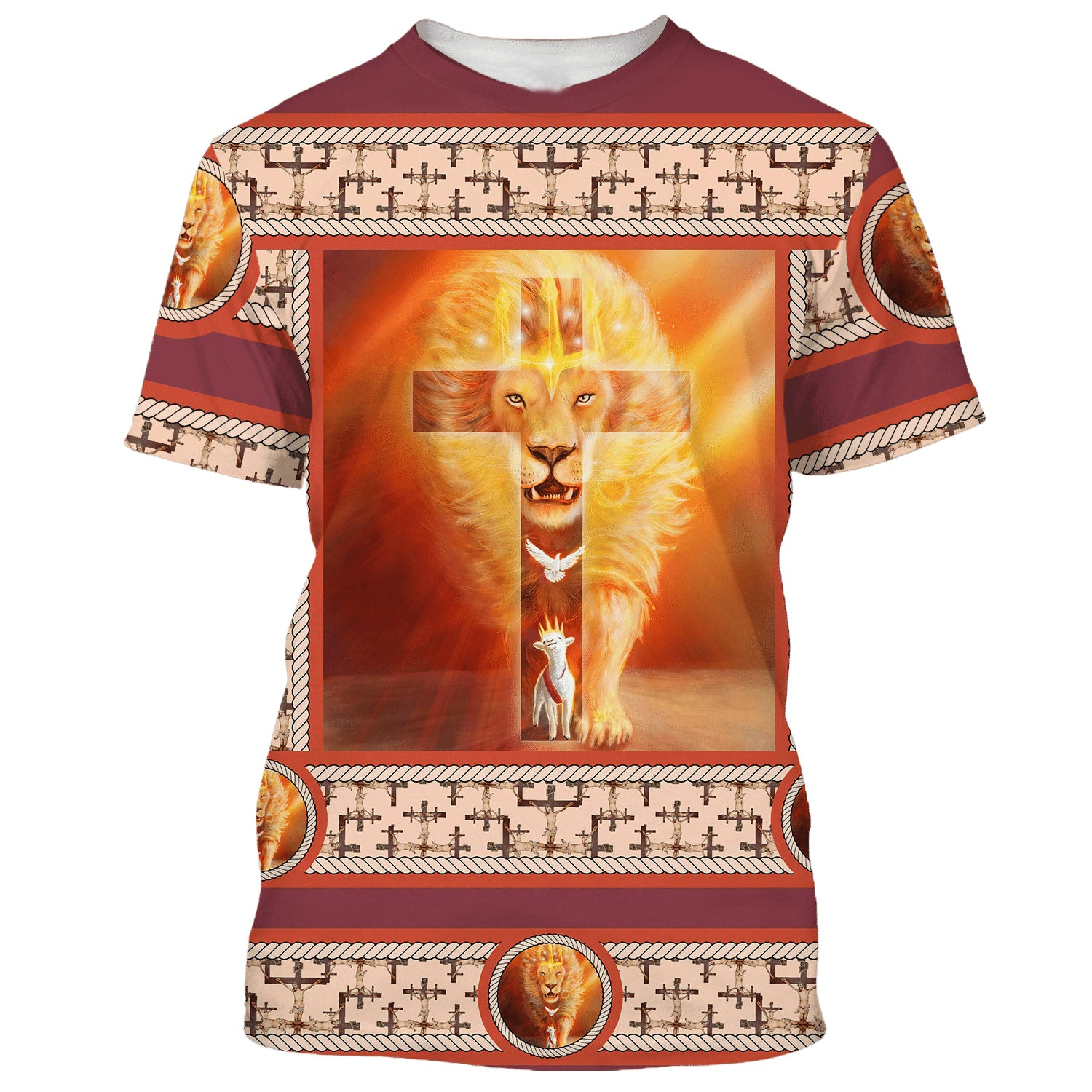 The Lion Lamb Dove Cross 3D All Over Printed Shirt for Men and Women