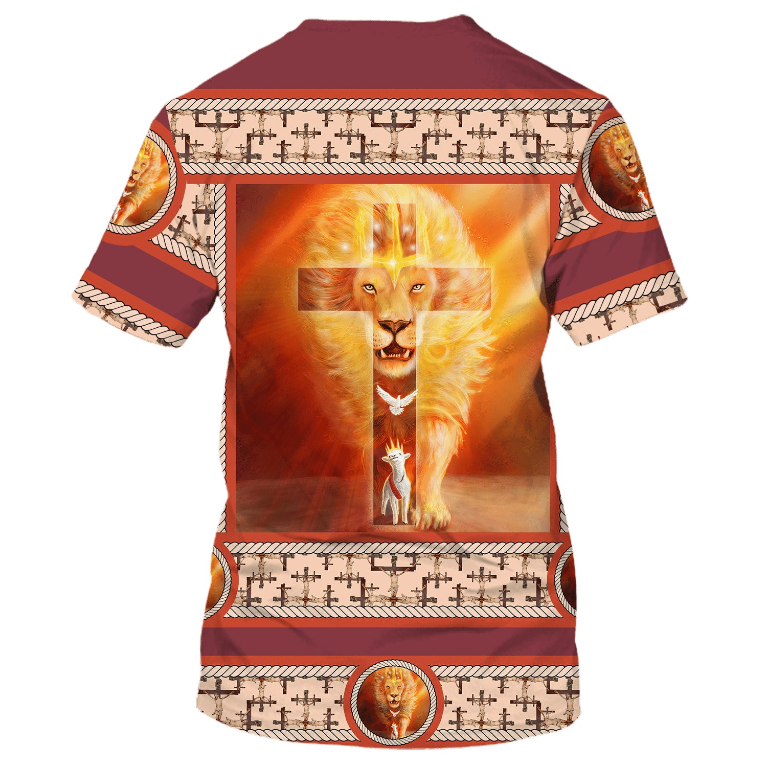 The Lion Lamb Dove Cross 3D All Over Printed Shirt for Men and Women