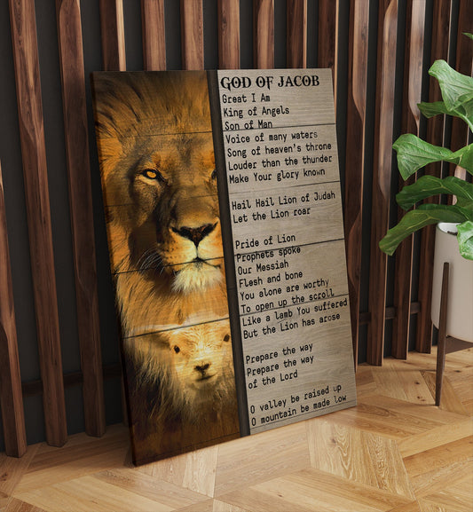 The Lion Of Judah Canvas Wall Art - Lion And Lamb - God Of Jacob Canvas Wall Art