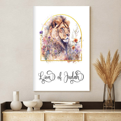 The Lion Of Judah Floral Scripture - Jesus Christ Canvas - Christian Wall Art