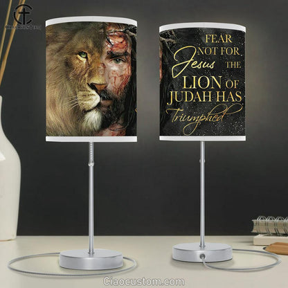 The Lion Of Judah Has Triumphed Table Lamp For Bedroom - Half Jesus Half Lion - Jesus Christ Table Lamp - Christian Table Lamp Prints