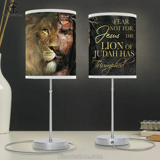The Lion Of Judah Has Triumphed Table Lamp For Bedroom - Half Jesus Half Lion - Jesus Christ Table Lamp - Christian Table Lamp Prints