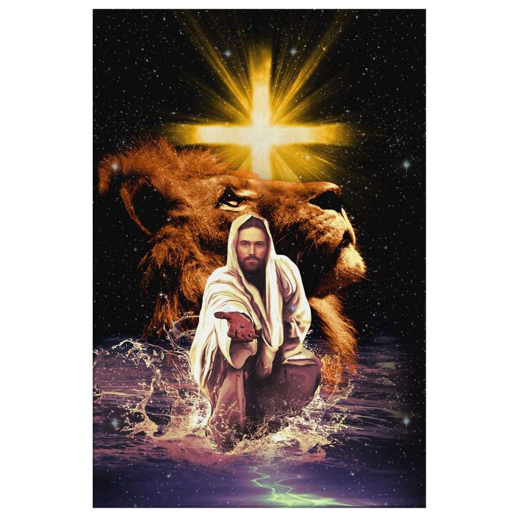 The Lion Of Judah Jesus Reaching Out His Hand Canvas Wall Art - Christian Wall Art - Religious Wall Decor