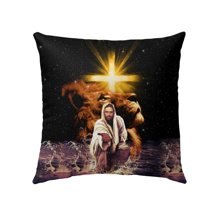 The Lion Of Judah, Jesus Reaching Out His Hand Christian Pillow