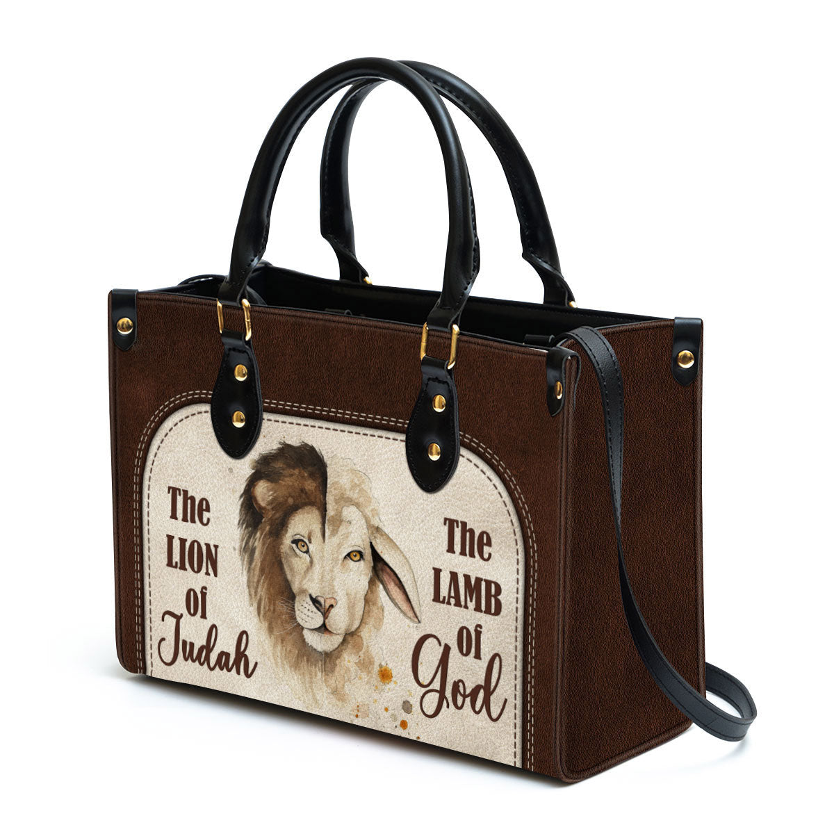 The Lion Of Judah The Lamb Of God Beautiful Personalized Leather Bag For Women - Religious Gifts For Women