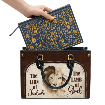 The Lion Of Judah The Lamb Of God Beautiful Personalized Leather Bag For Women - Religious Gifts For Women
