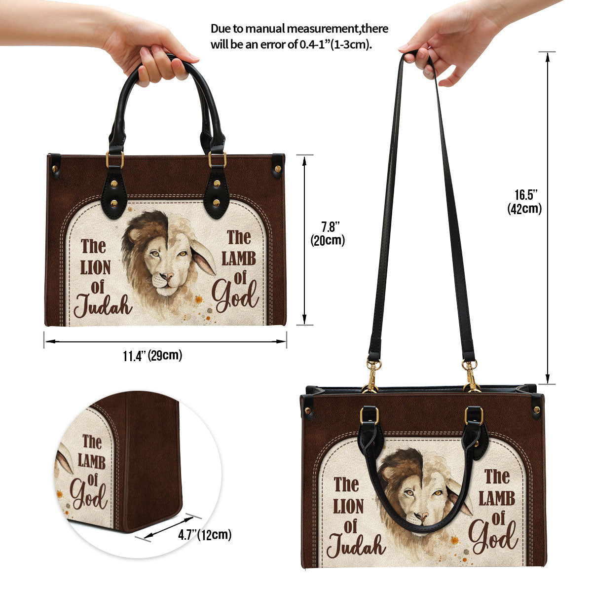 The Lion Of Judah The Lamb Of God Beautiful Personalized Leather Bag For Women - Religious Gifts For Women