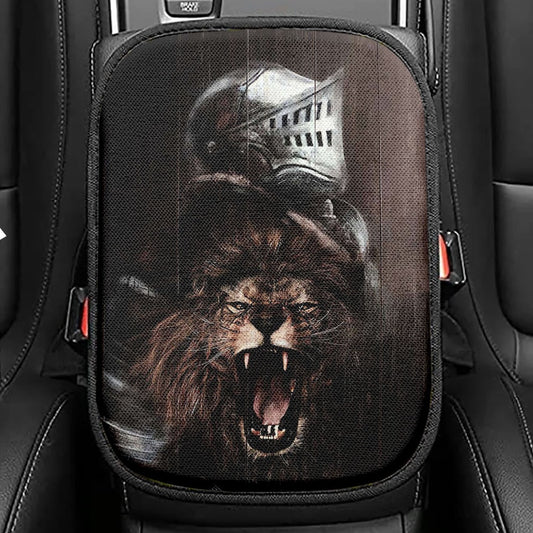 The Lion Of Judah Warrior Of Christ Seat Box Cover, Christian Car Center Console Cover, Bible Verse Car Interior Accessories