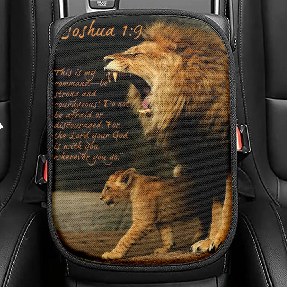 The Lion This Is My Command Seat Box Cover, Lion Car Center Console Cover, Christian Inspirational Car Interior Accessories