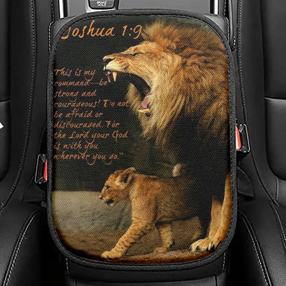 The Lion This Is My Command Seat Box Cover, Lion Car Center Console Cover, Christian Inspirational Car Interior Accessories