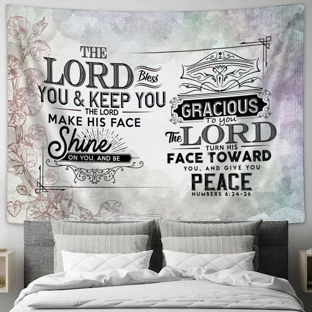 The Lord Bless You And Keep Numbers 624 26 Scripture Tapestry Wall Art - Christian Wall Tapestry - Tapestry Wall Hanging