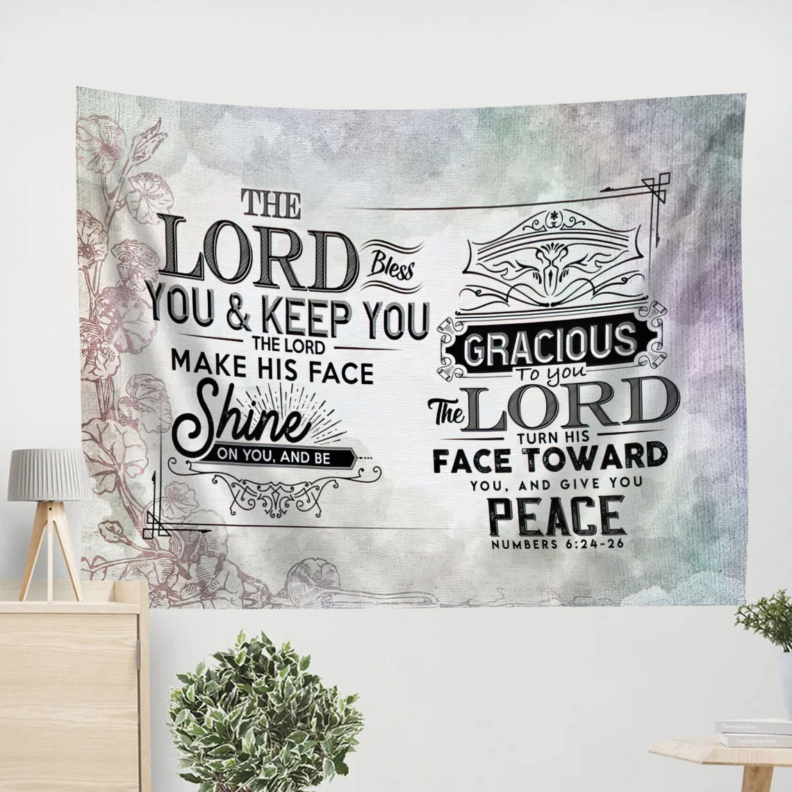 The Lord Bless You And Keep Numbers 624 26 Scripture Tapestry Wall Art - Christian Wall Tapestry - Tapestry Wall Hanging