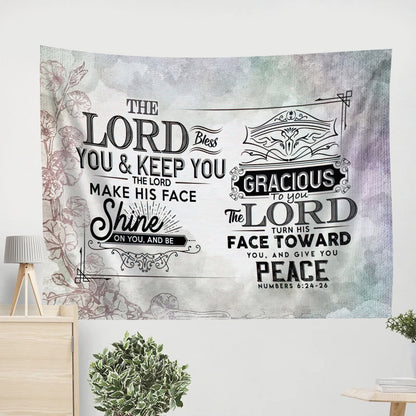 The Lord Bless You And Keep Numbers 624 26 Scripture Tapestry Wall Art - Christian Wall Tapestry - Tapestry Wall Hanging