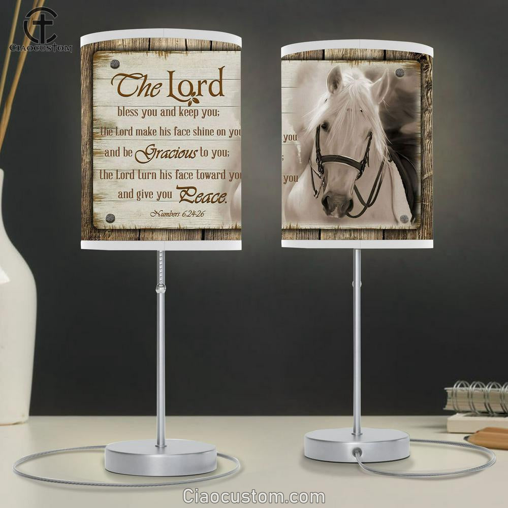 The Lord Bless You And Keep You Horse Farmhouse Lamp Art Table Lamp - Christian Lamp Art Decor - Scripture Table Lamp Prints