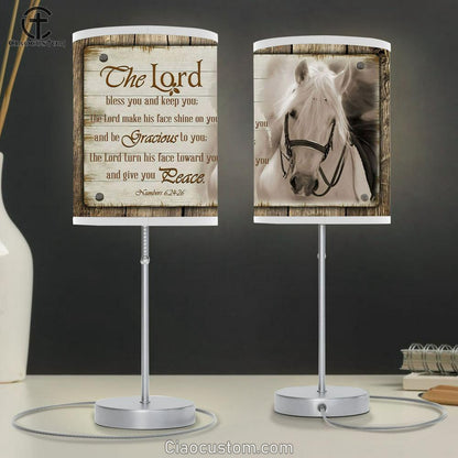 The Lord Bless You And Keep You Horse Farmhouse Lamp Art Table Lamp - Christian Lamp Art Decor - Scripture Table Lamp Prints