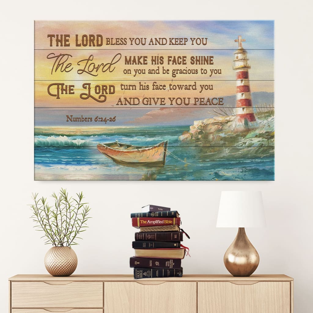 The Lord Bless You And Keep You Numbers 624-26 Bible Verse Wall Art Canvas - Religious Wall Decor