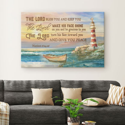 The Lord Bless You And Keep You Numbers 624-26 Bible Verse Wall Art Canvas - Religious Wall Decor