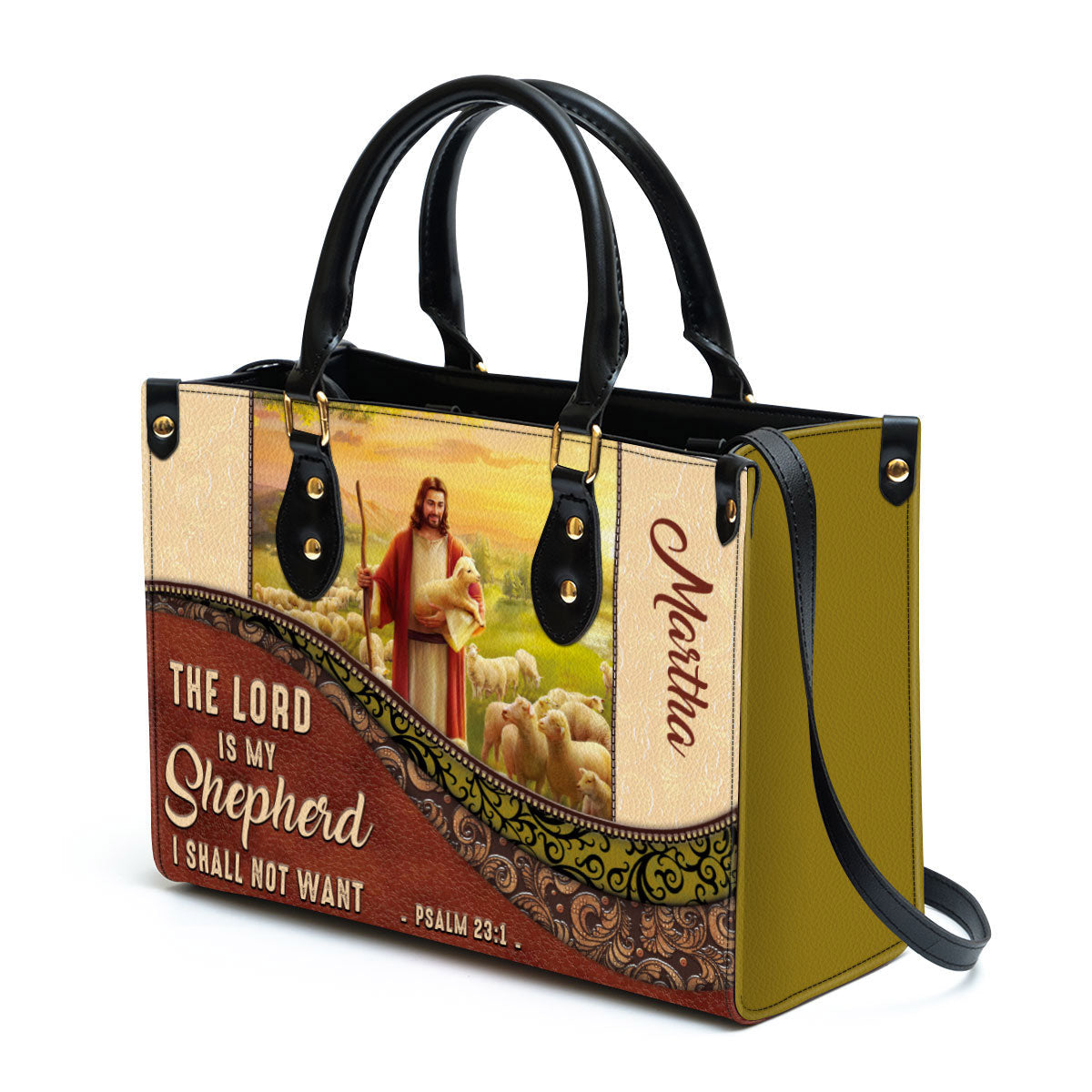 The Lord Is My Shepherd I Shall Not Want Personalized Christian Leather Bag For Women - Religious Gifts For Women