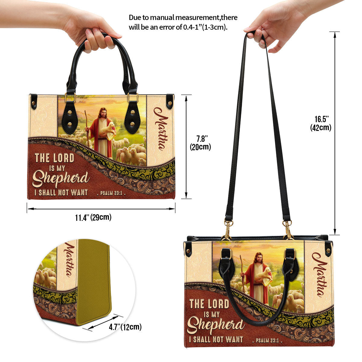 The Lord Is My Shepherd I Shall Not Want Personalized Christian Leather Bag For Women - Religious Gifts For Women