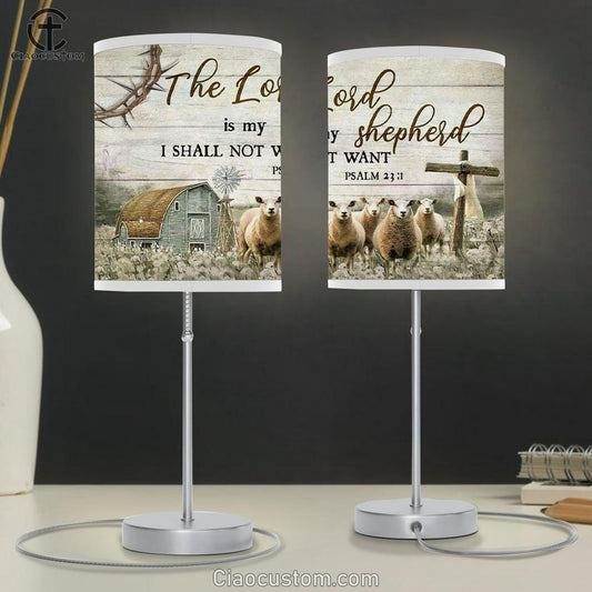 The Lord Is My Shepherd I Shall Not Want Psalm 231 Table Lamp For Bedroom Print - Christian Room Decor