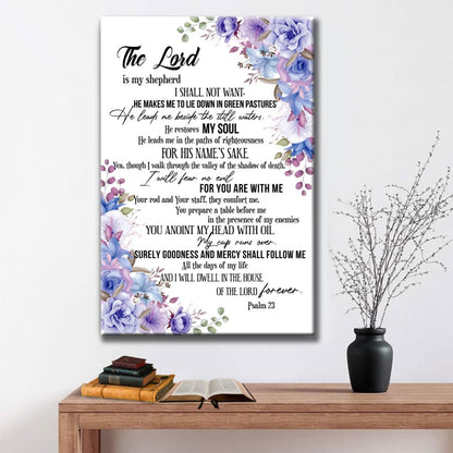The Lord Is My Shepherd Psalm 23 Canvas Art - Bible Verse Canvas - Scripture Wall Art