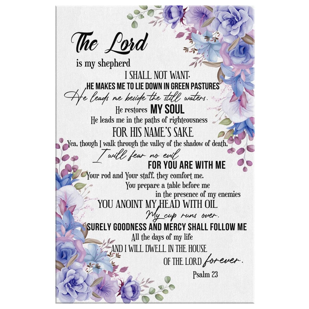 The Lord Is My Shepherd Psalm 23 Canvas Art - Bible Verse Canvas - Scripture Wall Art