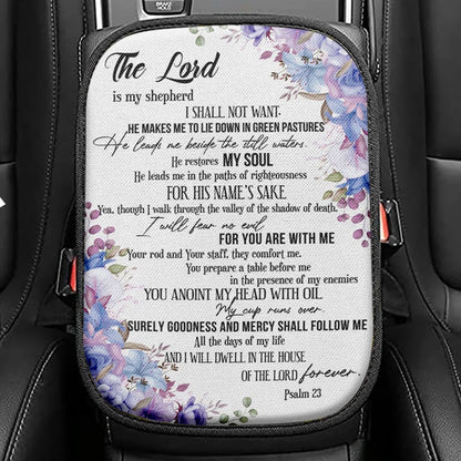 The Lord Is My Shepherd Psalm 23 Seat Box Cover, Bible Verse Car Center Console Cover, Scripture Car Interior Accessories